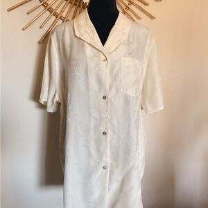 White Floral Button-Up Shirt